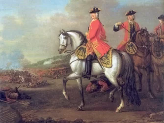 George II van Groot-Brittannië in de Slag bij Dettingen